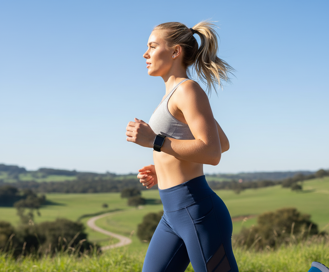 Persona entrenando mientras Powerloop mide su cuerpo en silencio
